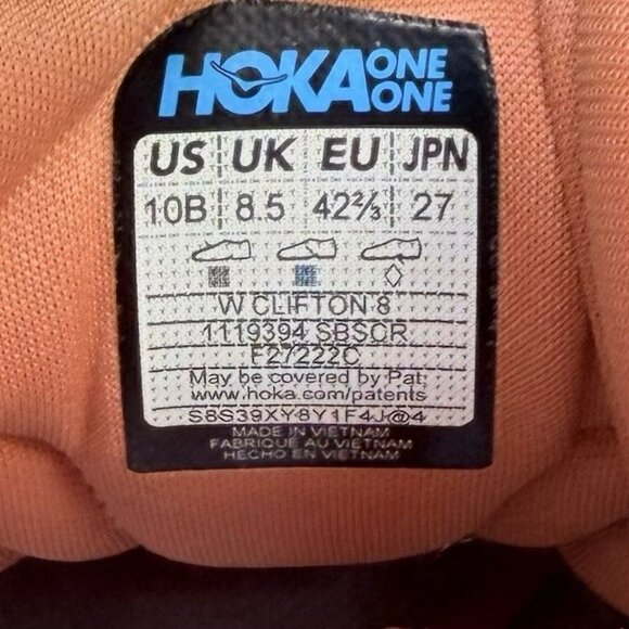 Hoka One Clifton 8  Running Shoes Orange White Women’s Size 10 B - Picture 7 of 7